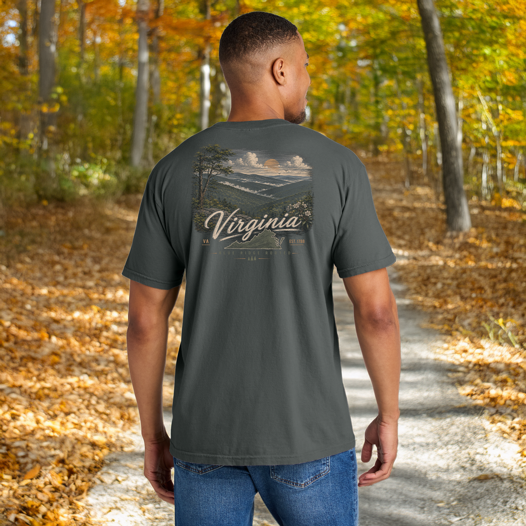 Virginia Blue Ridge Rooted Comfort Colors Pepper T-Shirt