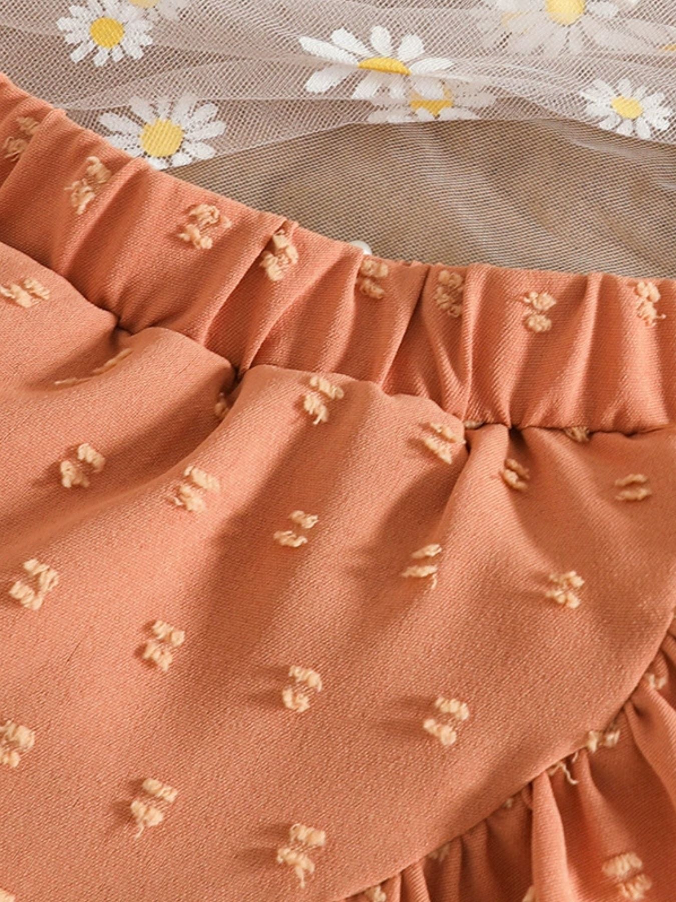 Children's Ruffled Trim Bowknot Blouse & Ruffle Hem Skirt Set