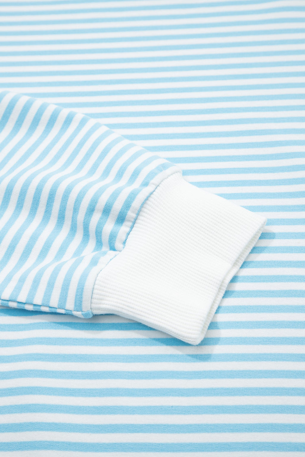 Sky Blue Stripe Oversize Mock Neck Sweatshirt and Shorts Set