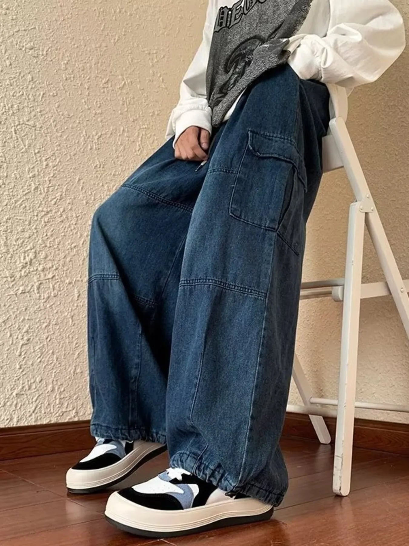 Men's Full Size Loose Fit Cargo Jeans Plus Size