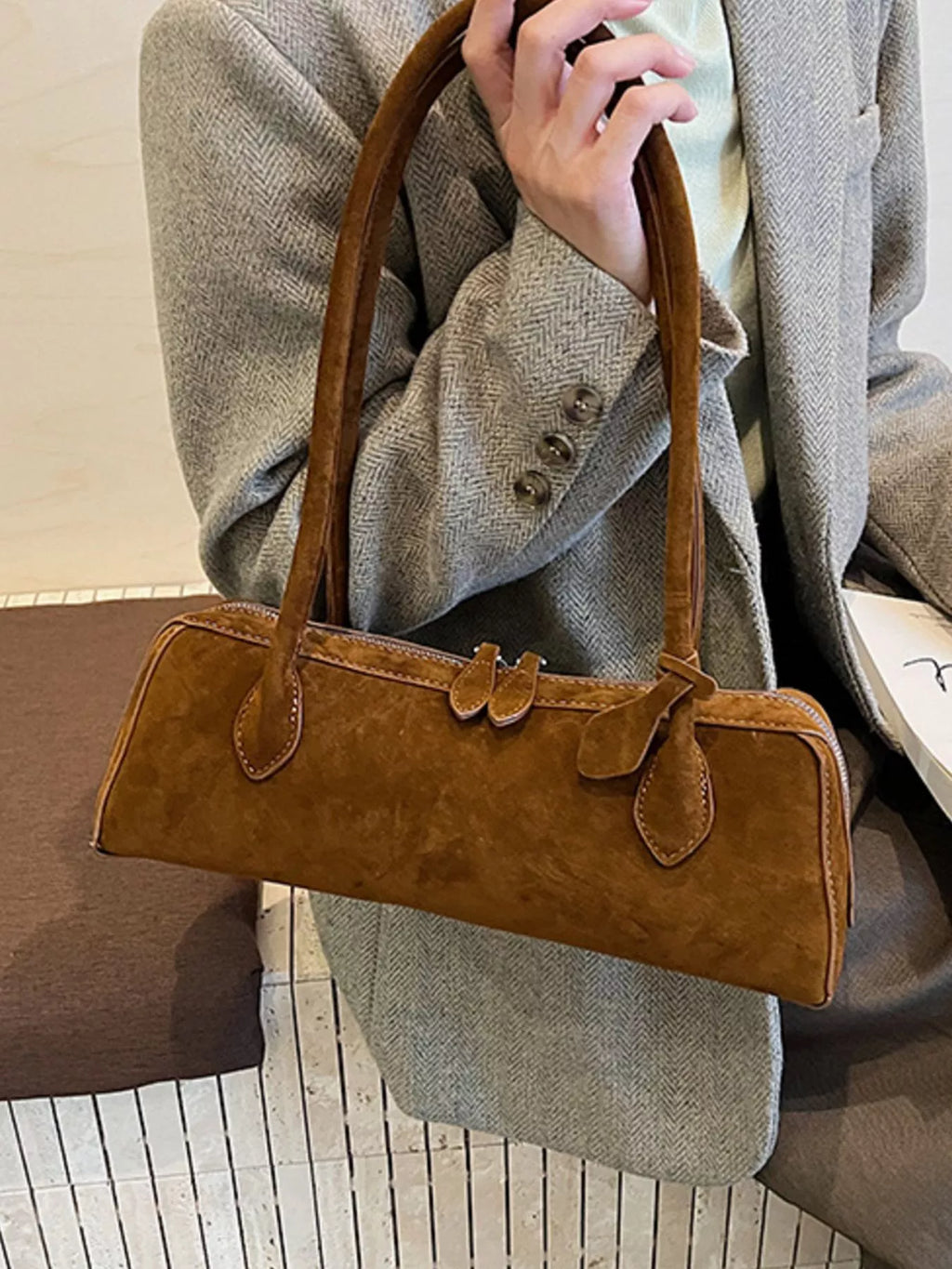 Solid Color Shoulder Bag