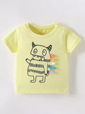 Children's Cute Cartoon Monster Graphic Short Sleeve T-Shirt