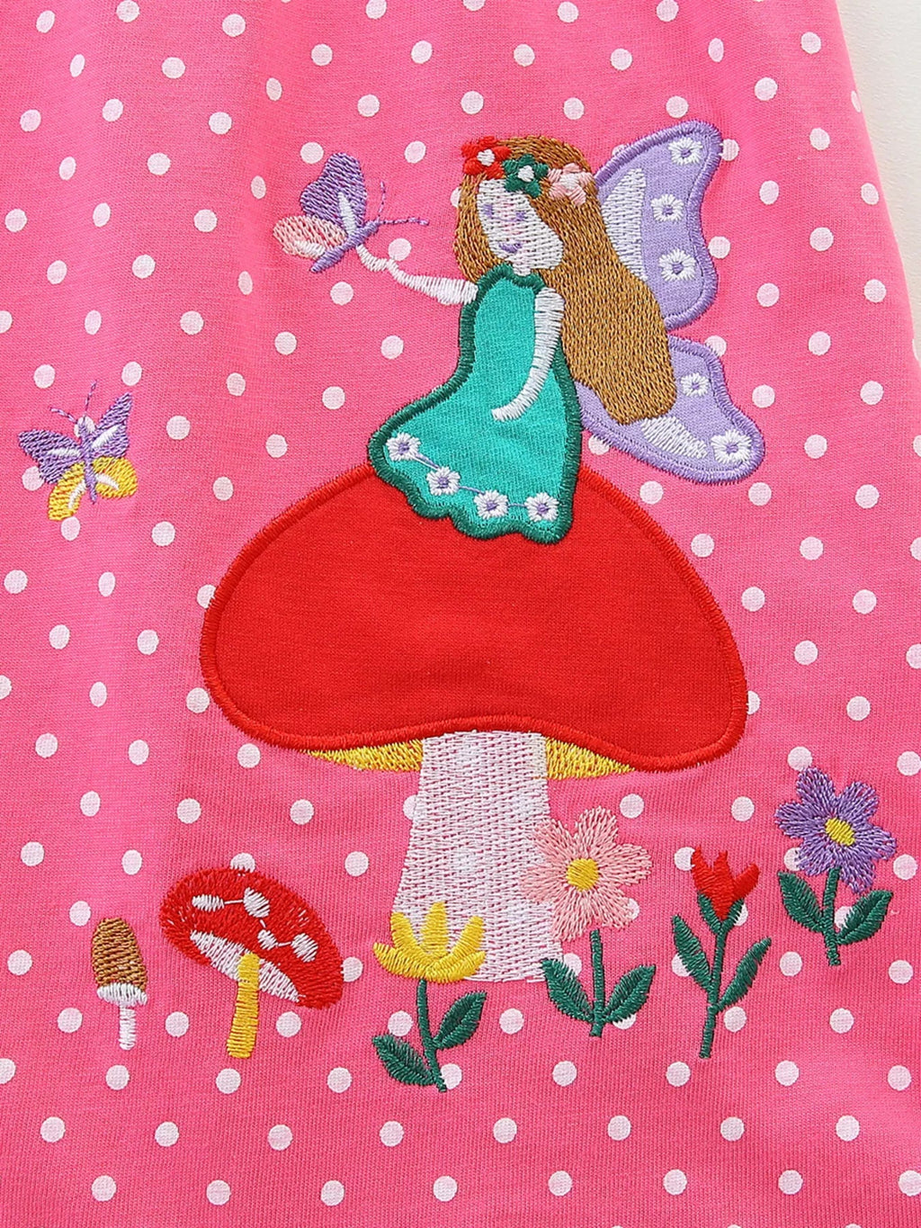 Children's Polka Dot Embroidered Long Sleeve Dress