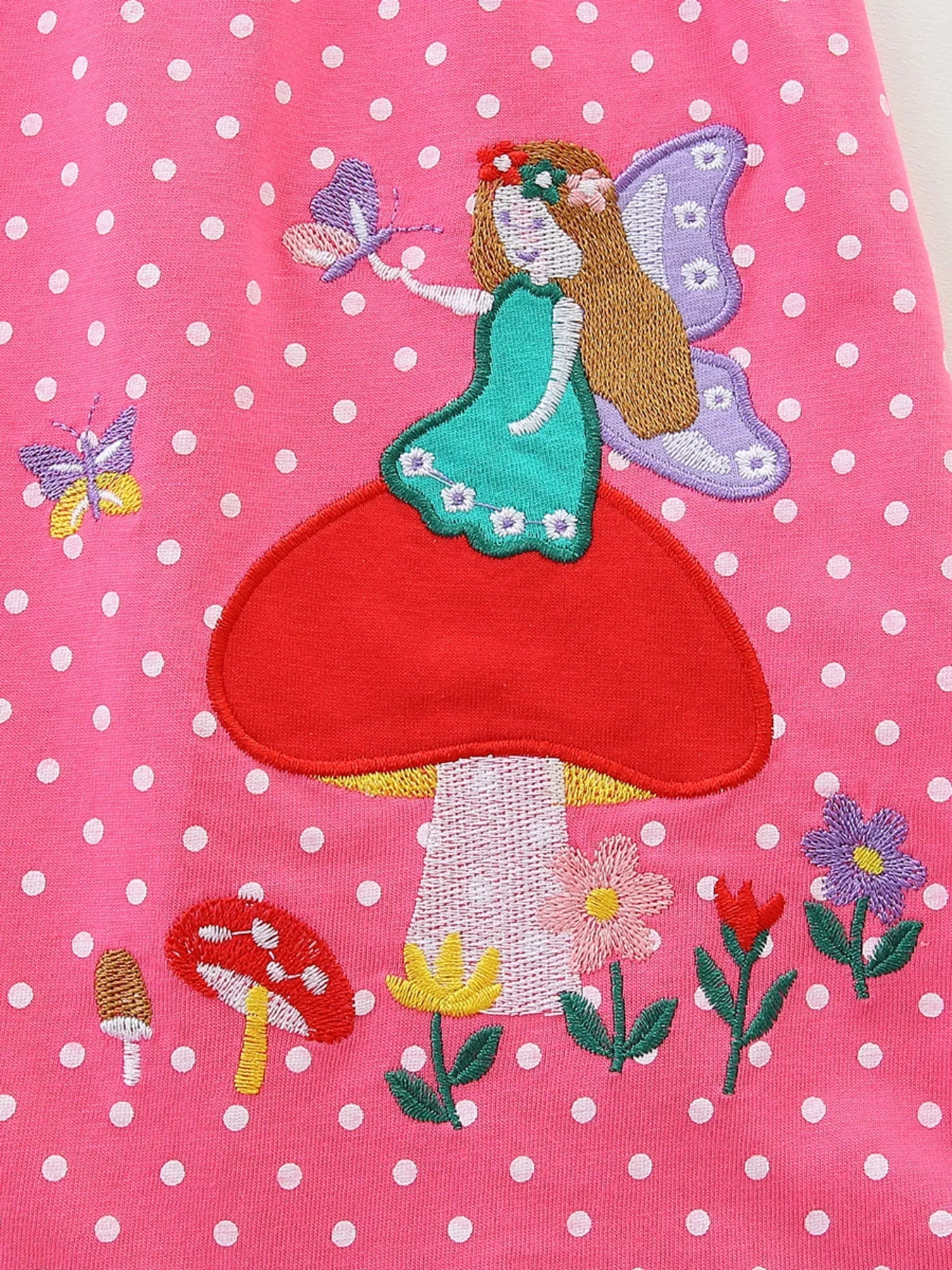 Children's Polka Dot Embroidered Long Sleeve Dress
