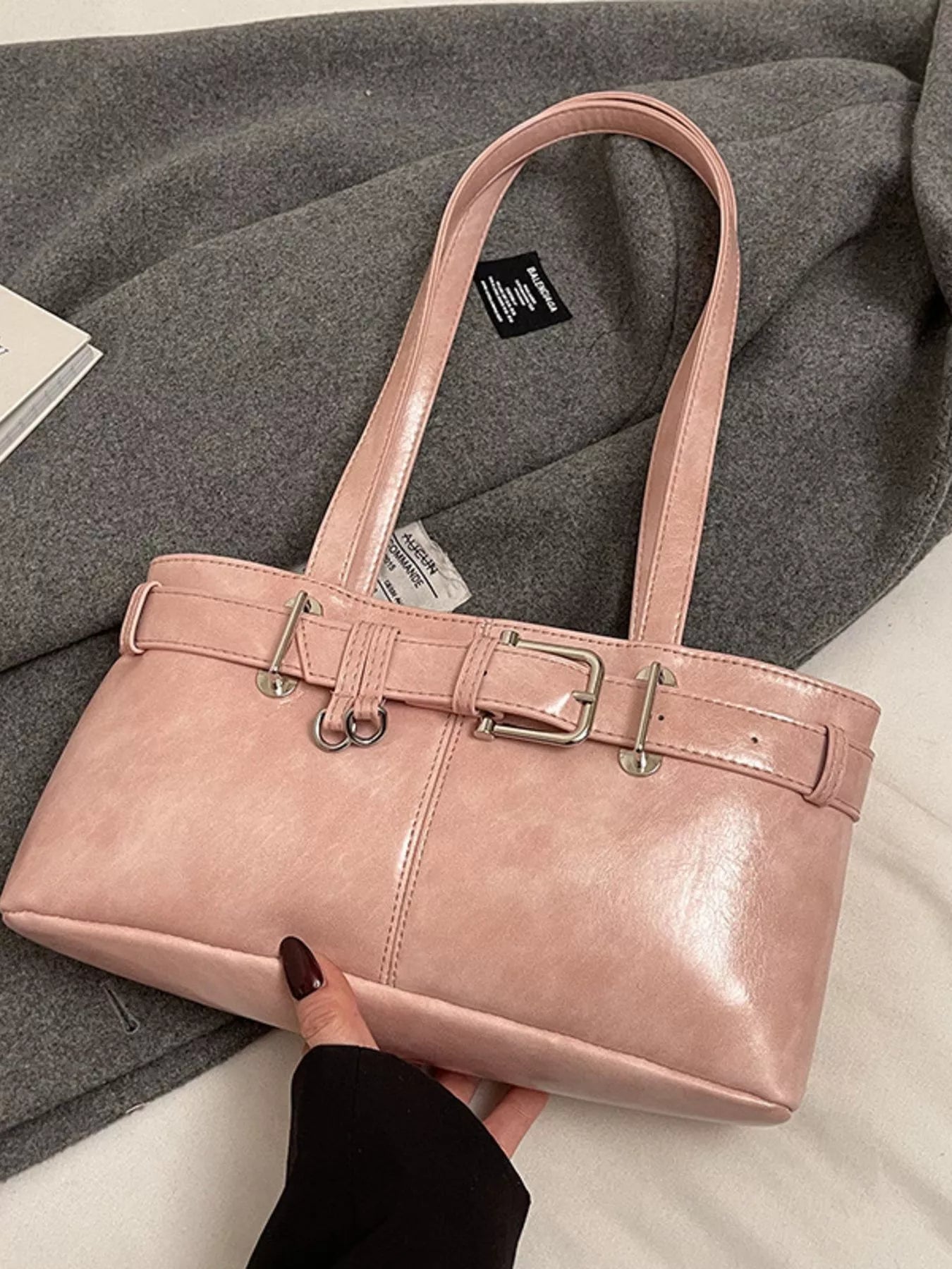 Buckle Decor Shoulder Bag