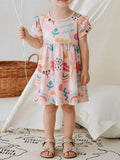 Children's Printed Ruffle Short Sleeve Casual Dress