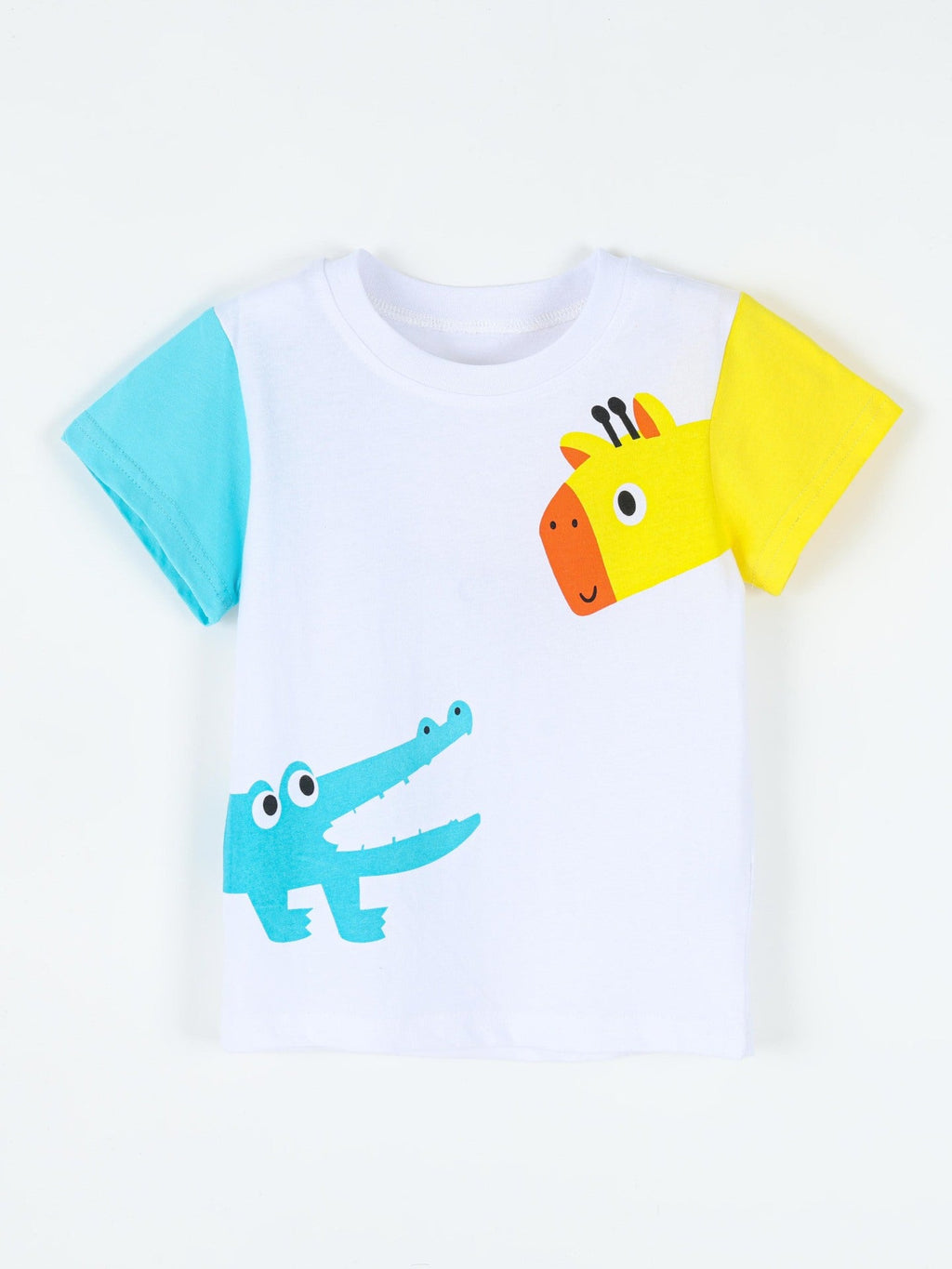 Children's Animal Print Color Block T-Shirt