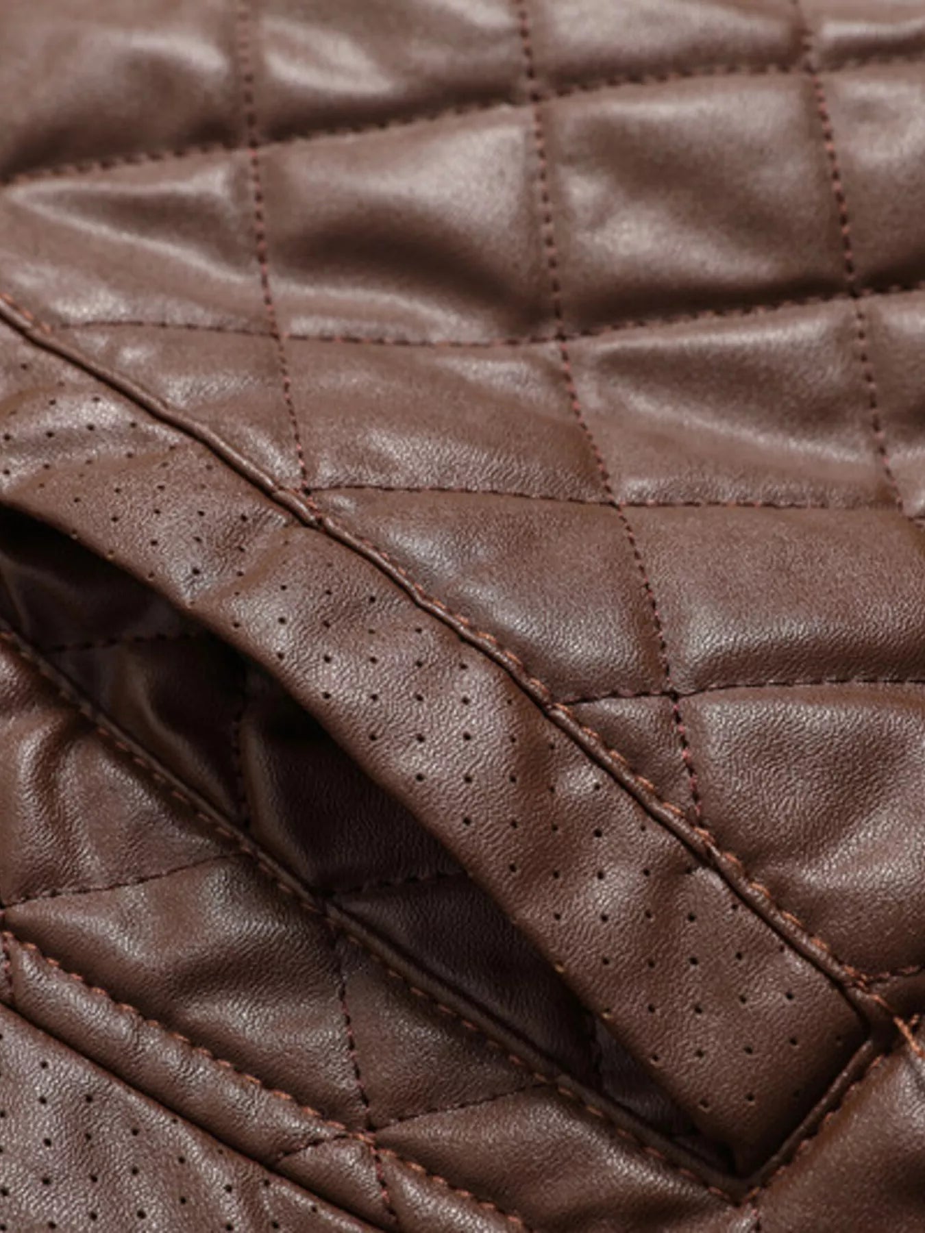 Men's Plus Size Quilted Faux Leather Bomber Jacket