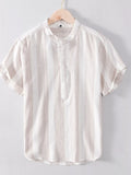 Men's Plus Size Striped Short Sleeve Blouse