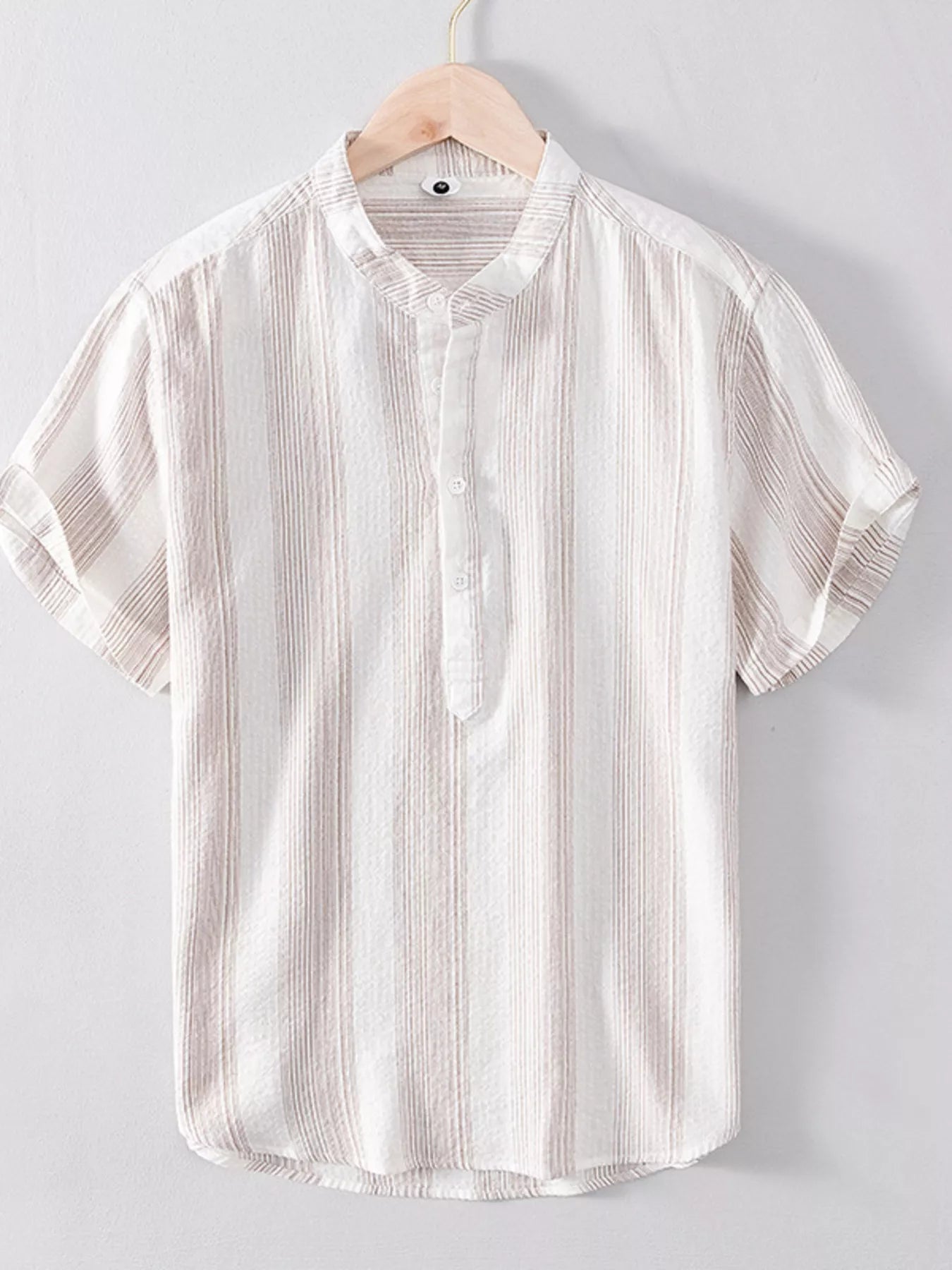 Men's Plus Size Striped Short Sleeve Blouse