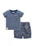 Children's Striped T-Shirt & Dinosaur Print Shorts Set