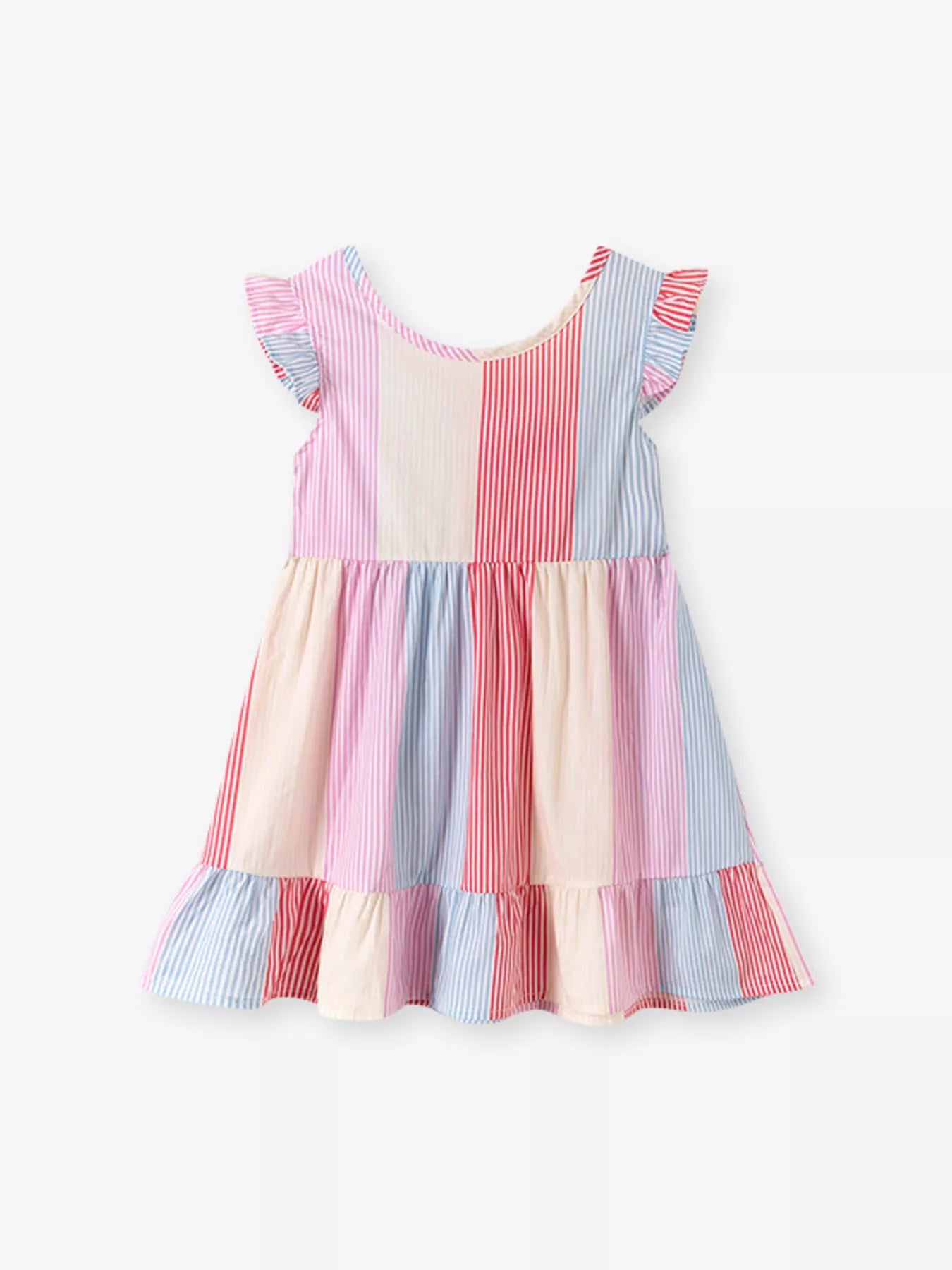 Children's Striped Ruffle Sleeve Casual Dress