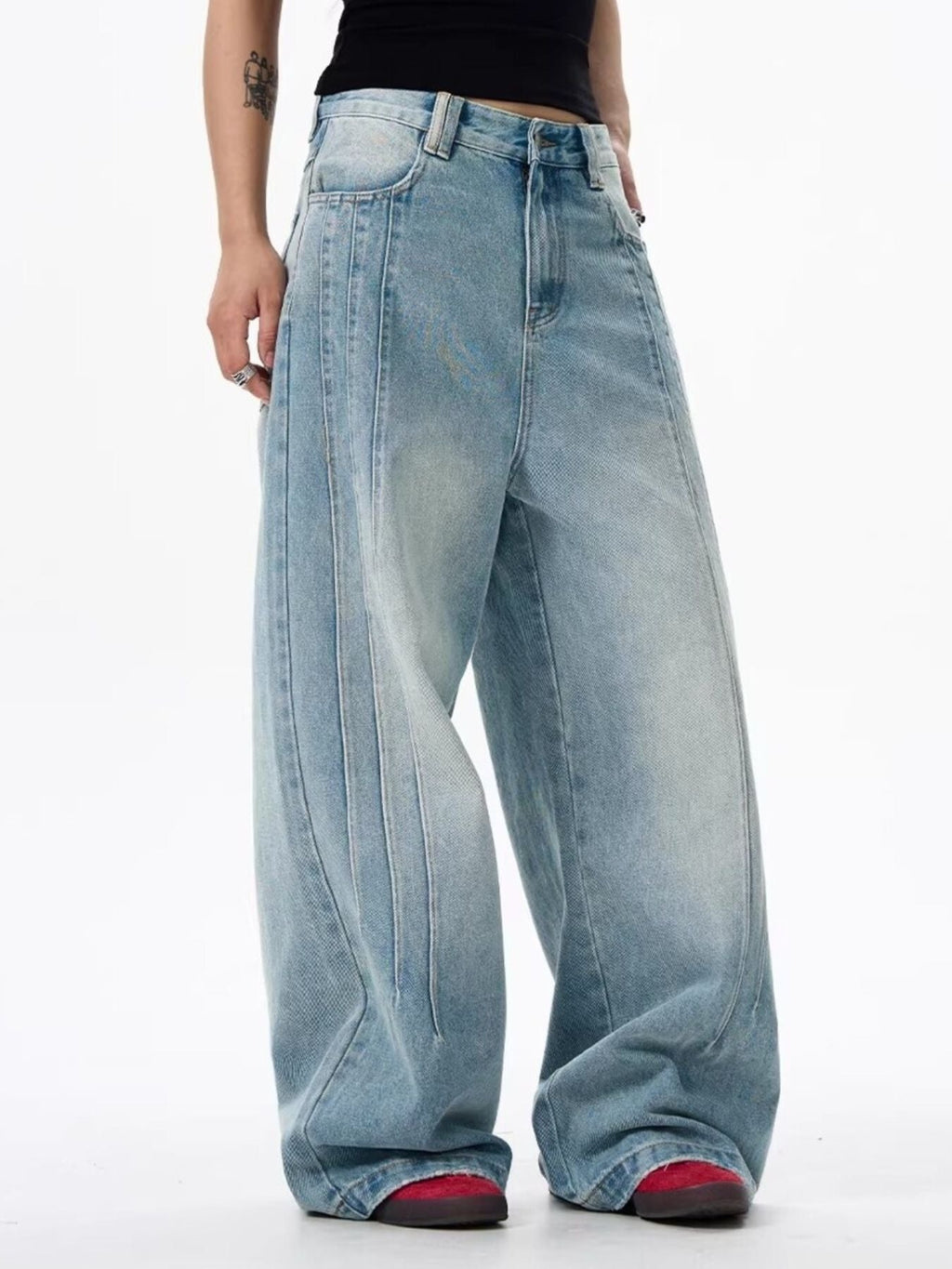 Men's Full Size Wide Leg Washed Jeans Plus Size