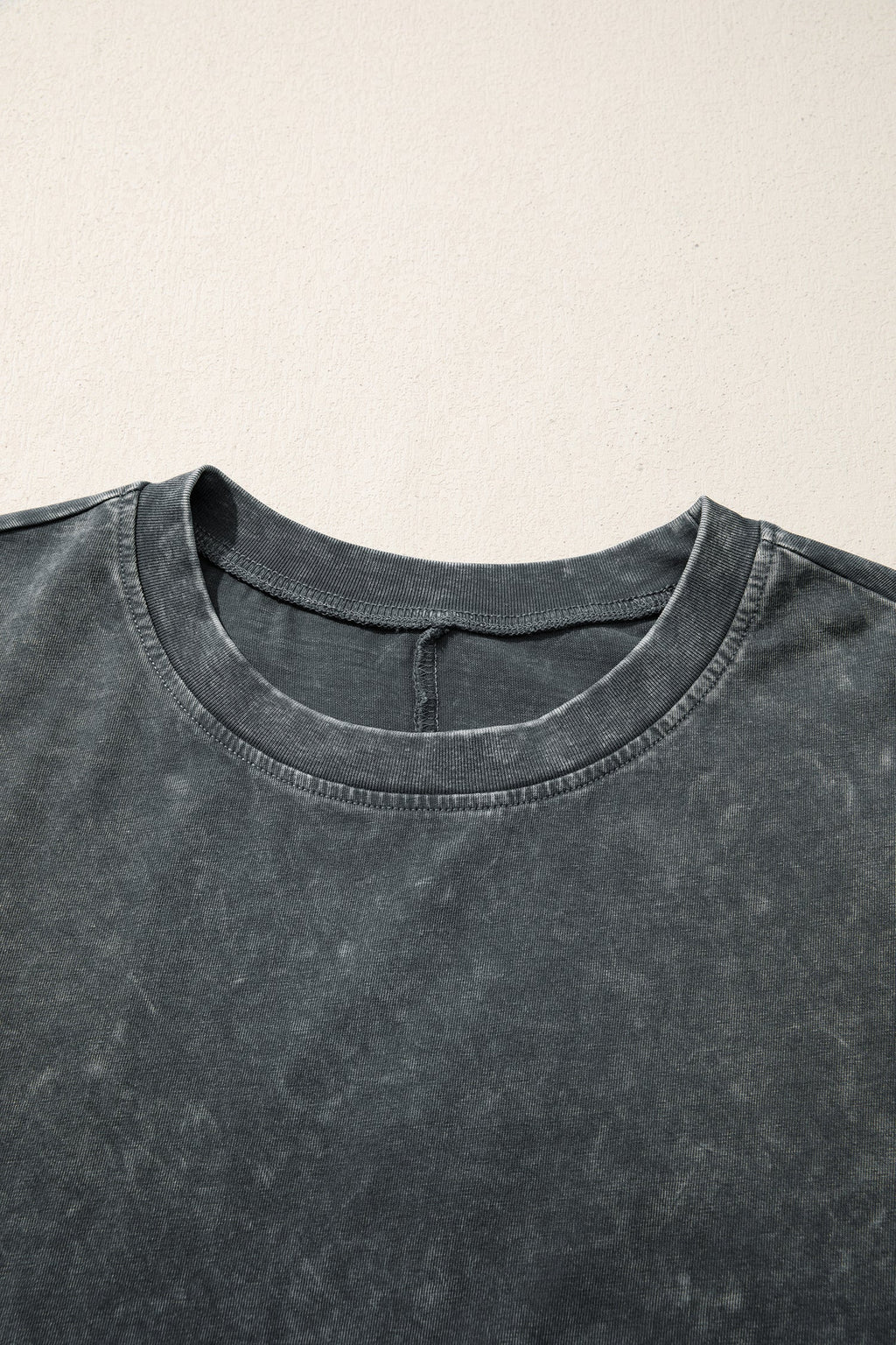 Dark Grey Solid Color Cotton Mineral Washed Oversize Tee