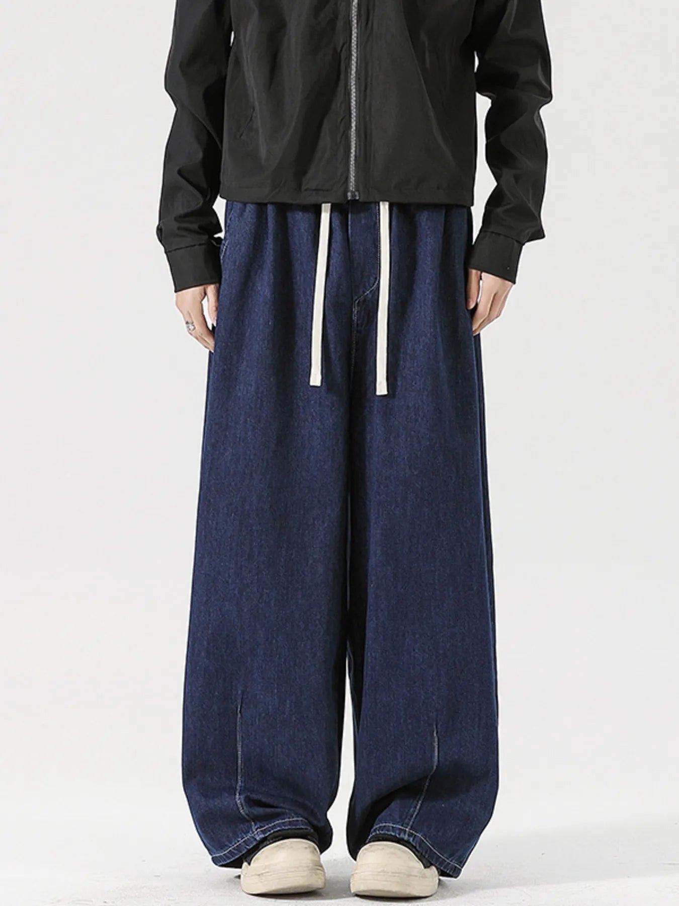 Men's Wide Leg Drawstring Jeans