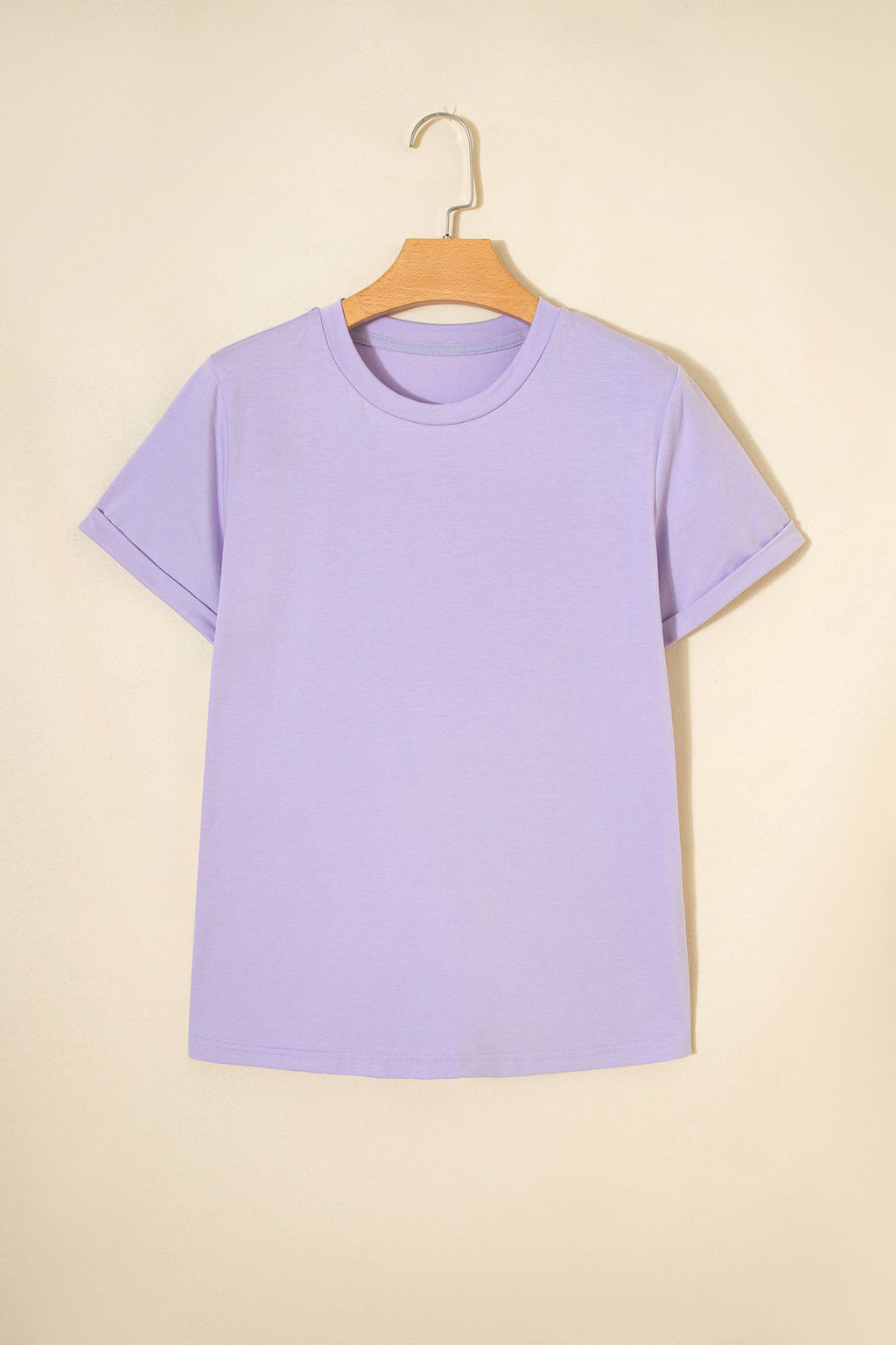Orchid Petal Casual Plain Crew Neck Tee