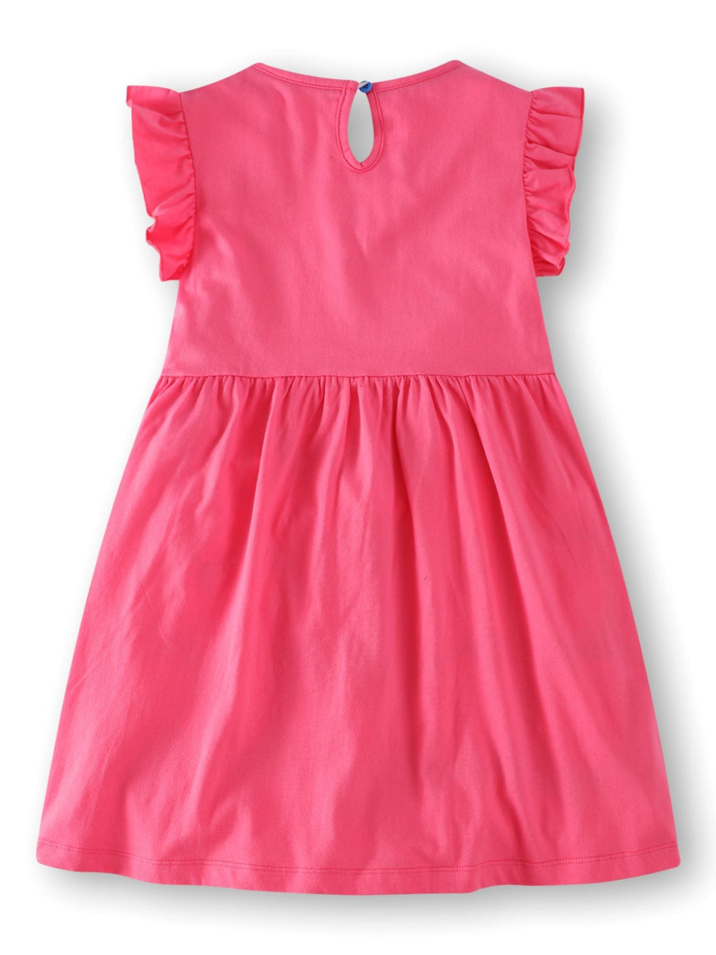 Children's Bird Applique Pocket Ruffle Sleeve Dress