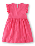 Children's Bird Applique Pocket Ruffle Sleeve Dress