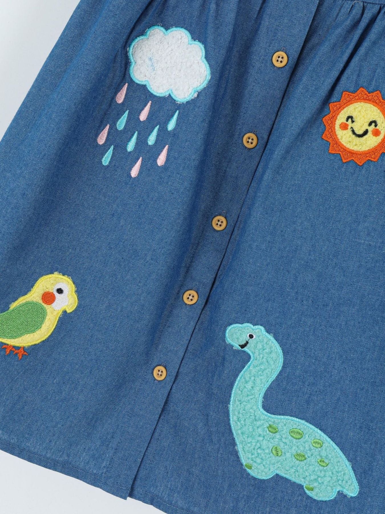 Children's Embroidered Denim A-Line Dress