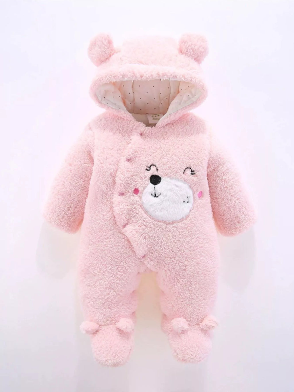 Children's Cute Bear Hooded Fleece One-Piece