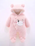 Children's Cute Bear Hooded Fleece One-Piece