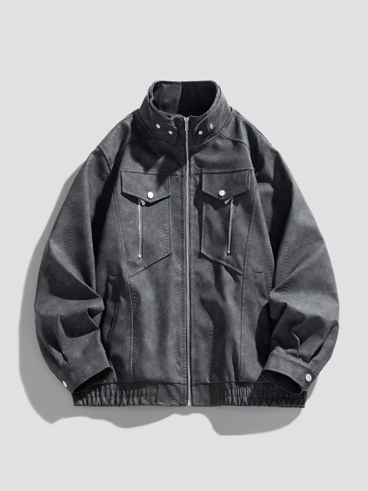 Me's Plus Size Zip Up Casual Jacket
