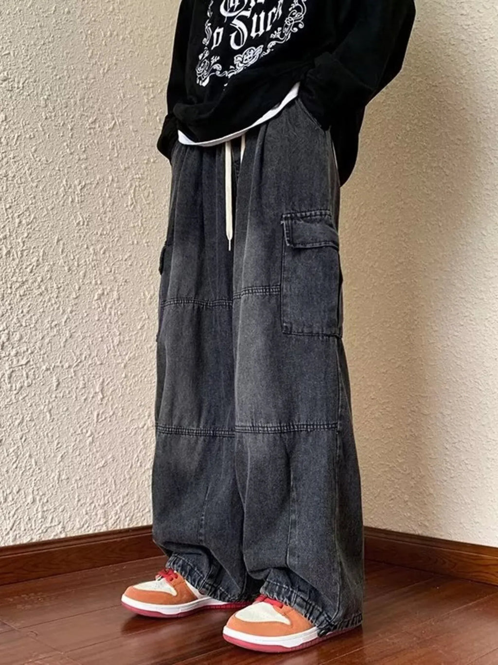 Men's Full Size Loose Fit Cargo Jeans Plus Size
