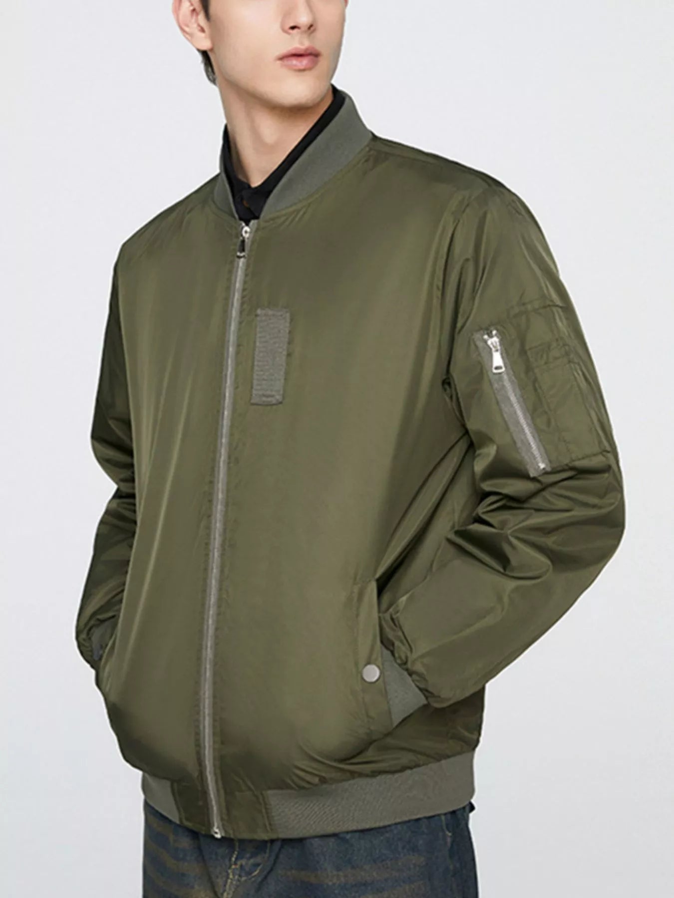 Men's Plus Size Zip Up Lightweight Bomber Jacket