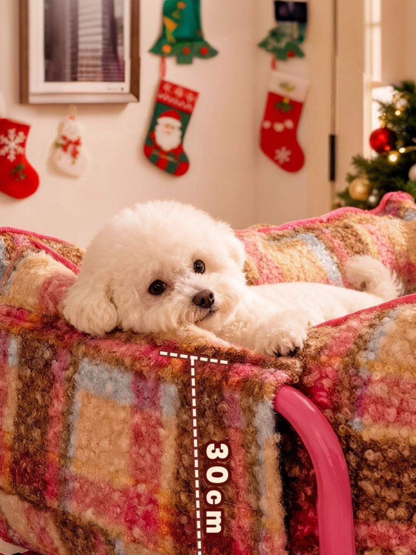 Plaid Pattern Plush Sofa Pet Bed