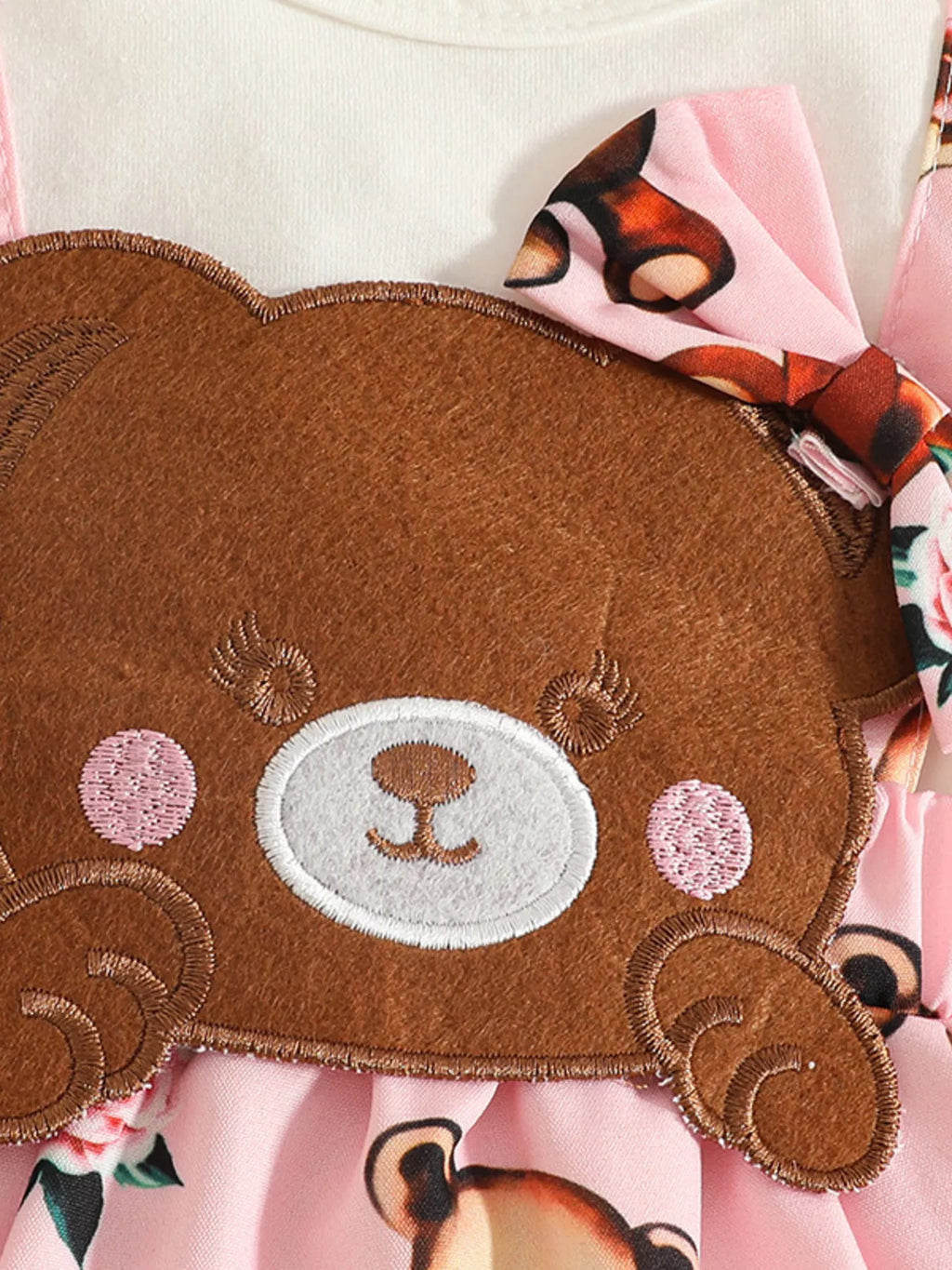 Children's Bear Long Sleeve Dress with Headband