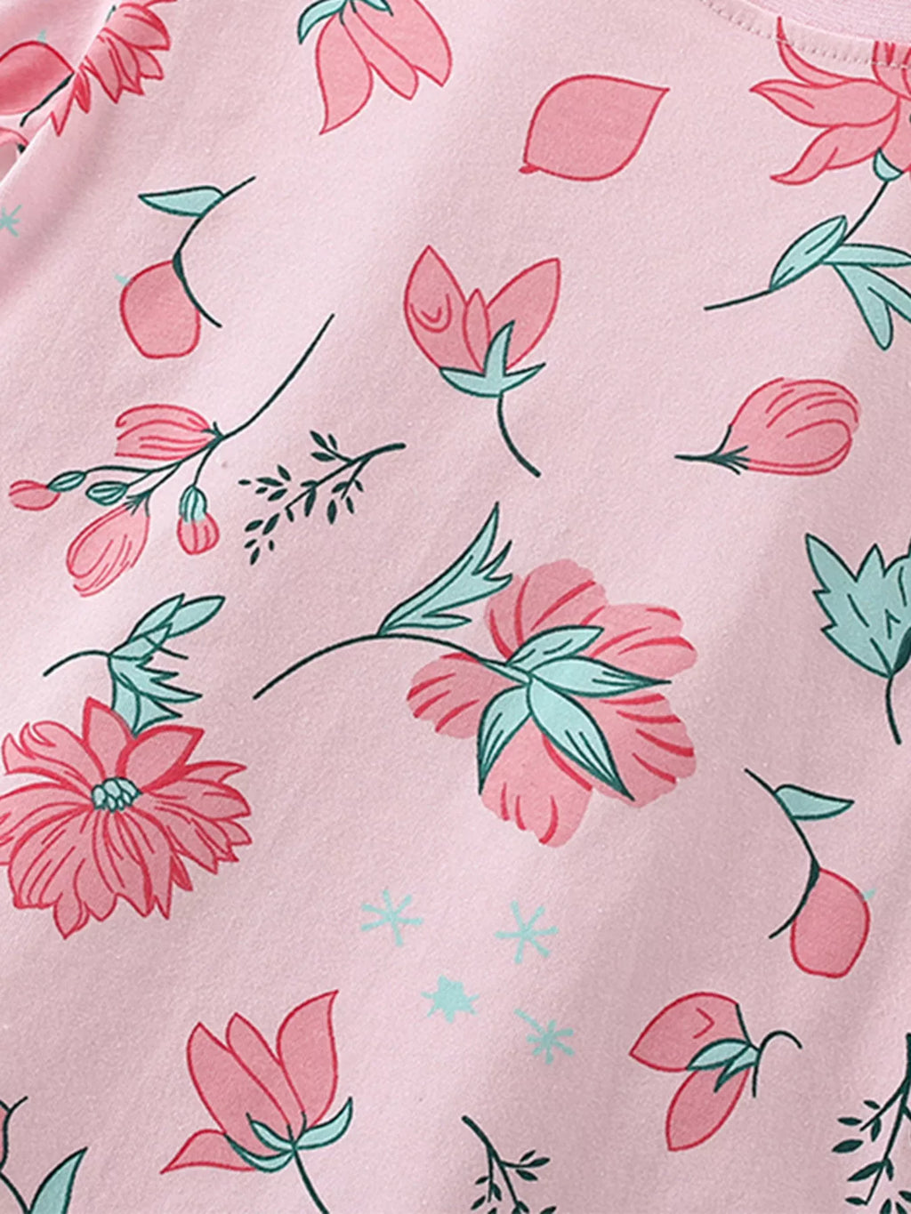 Children's Floral Print Short Sleeve Tee and Shorts Set