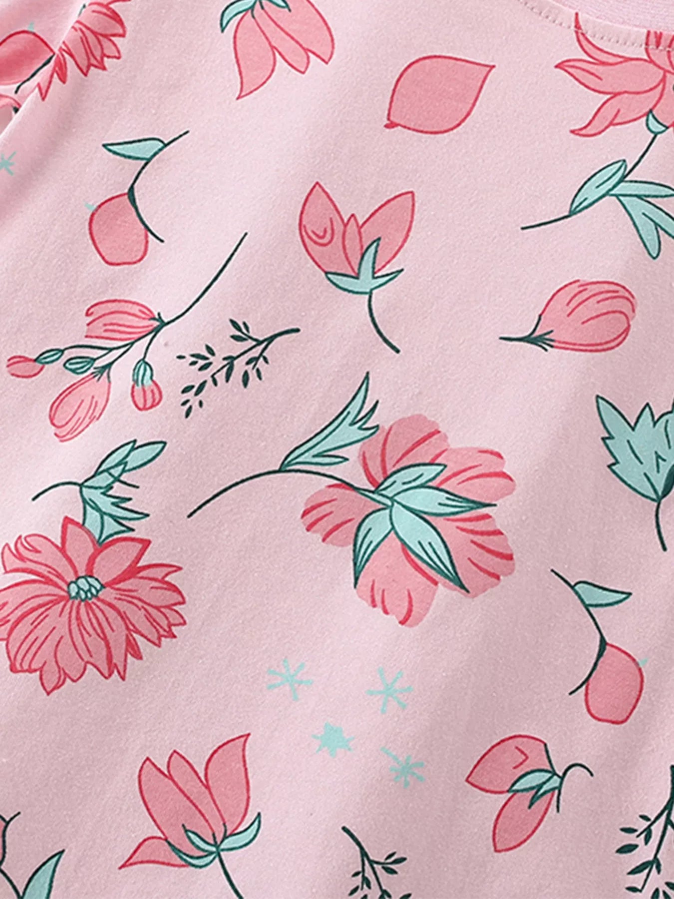 Children's Floral Print Short Sleeve Tee and Shorts Set