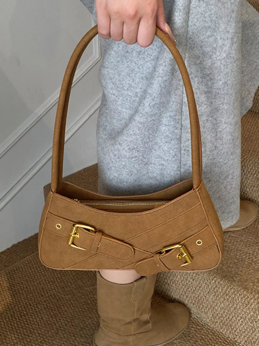 Buckle Decor Shoulder Bag