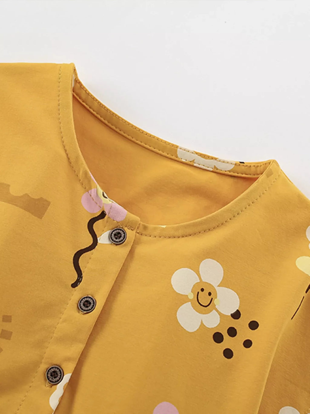 Children's Floral Print Button-Front Casual Dress