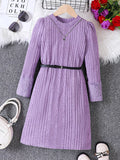 Children's Ribbed Knit Long Sleeve Dress