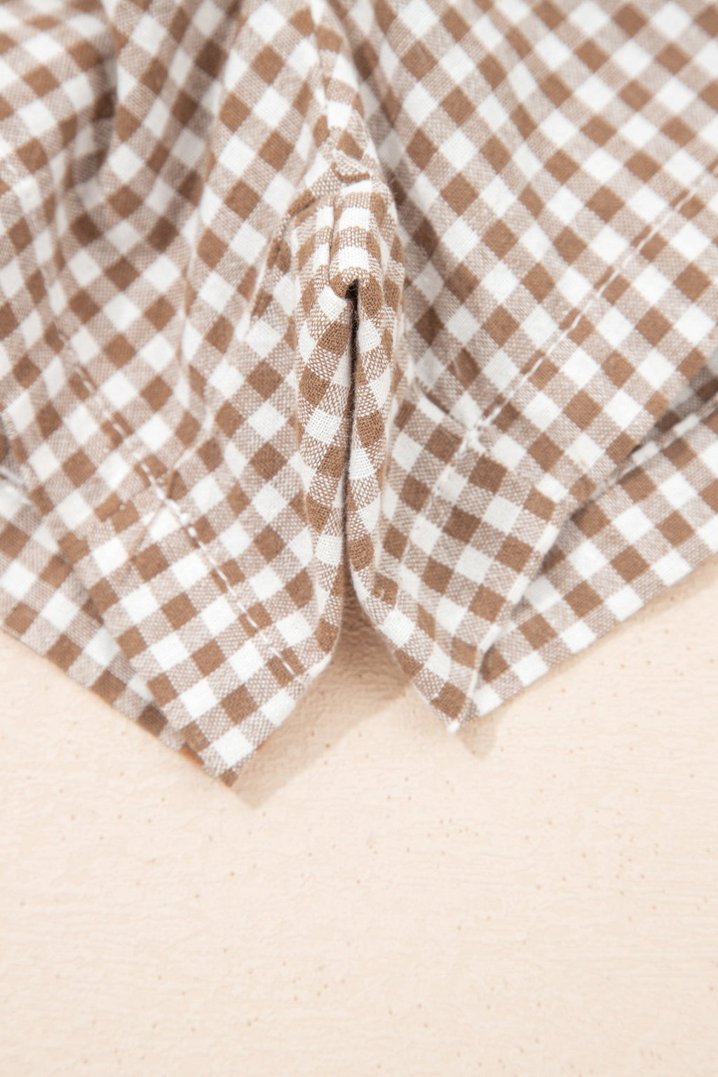 Khaki Contrast Trim Plaid Print Plus Size Shorts