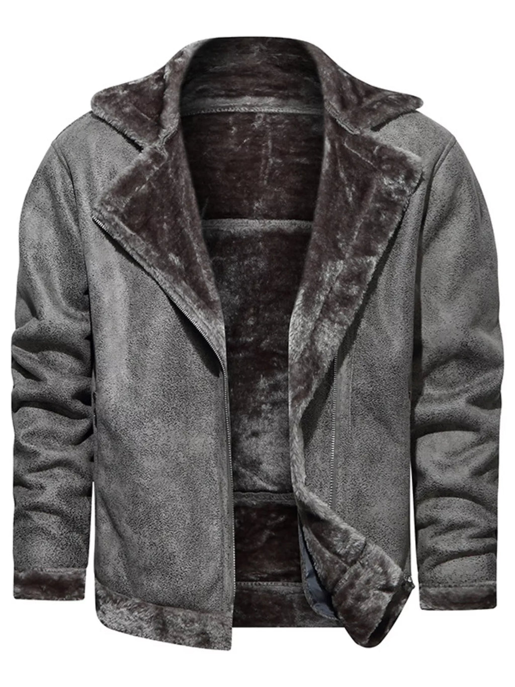 Men's Plus Size Zip Up Fuzzy Outerwear