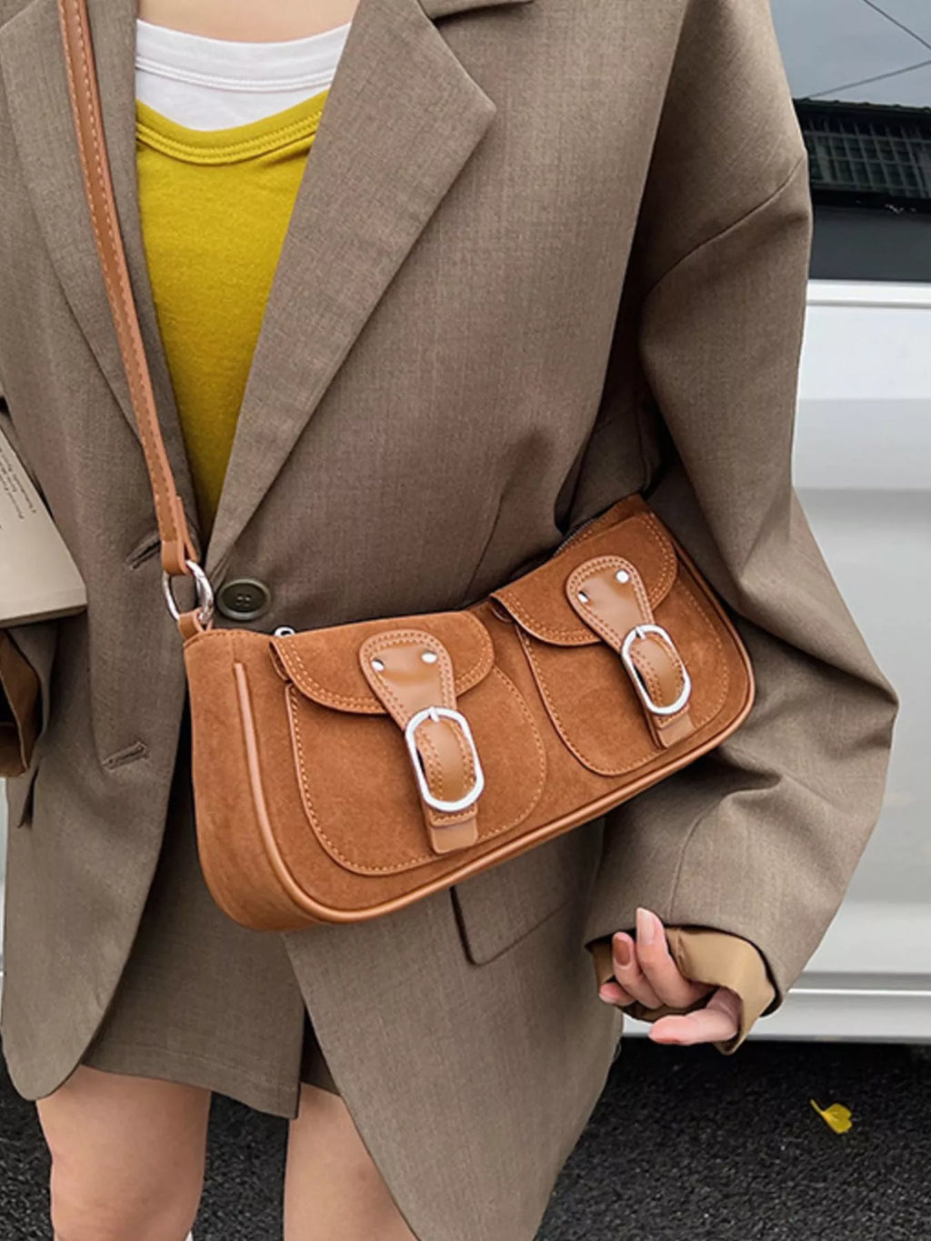 Buckle Decor Shoulder Bag
