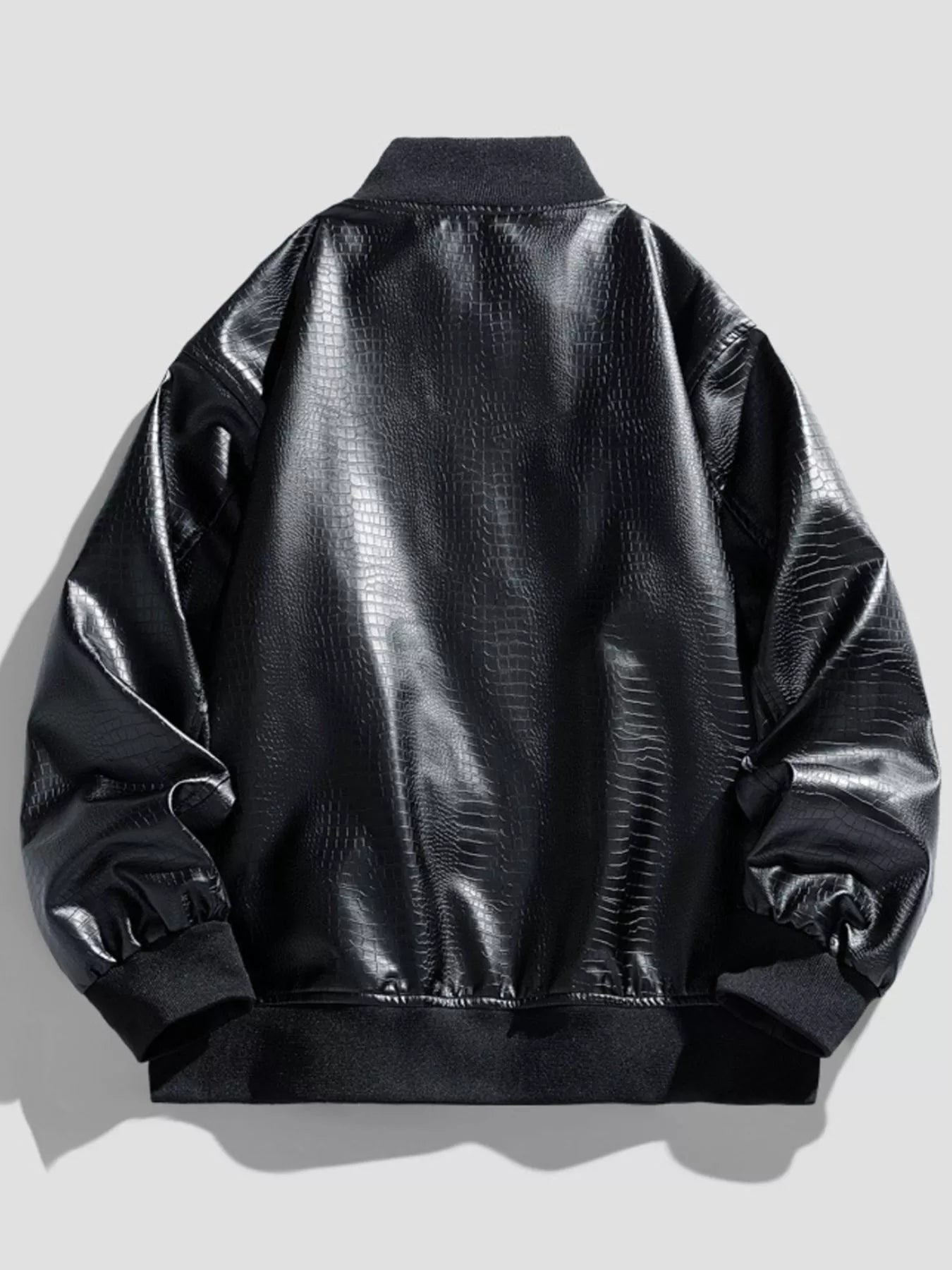 Men's Plus Size Zip Up Leather Jacket