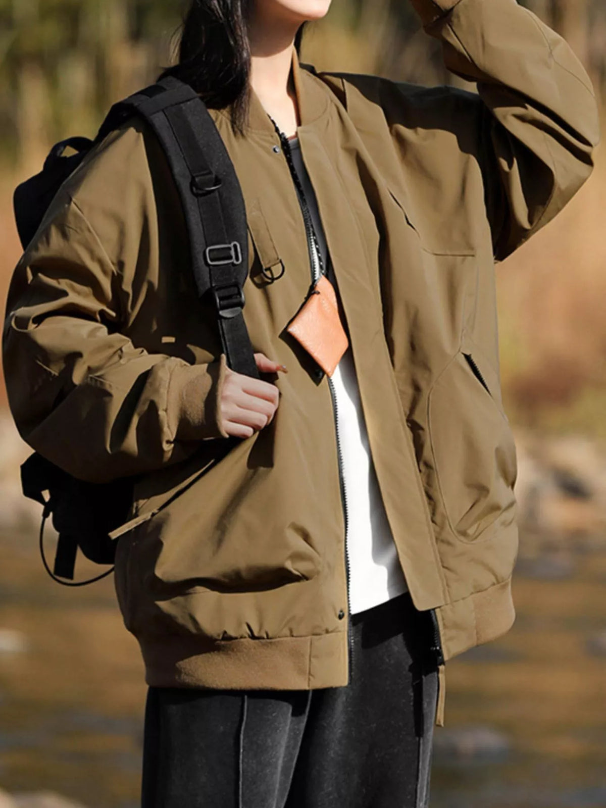 Men's Plus Size Casual Loose Fit Zip Up Jacket