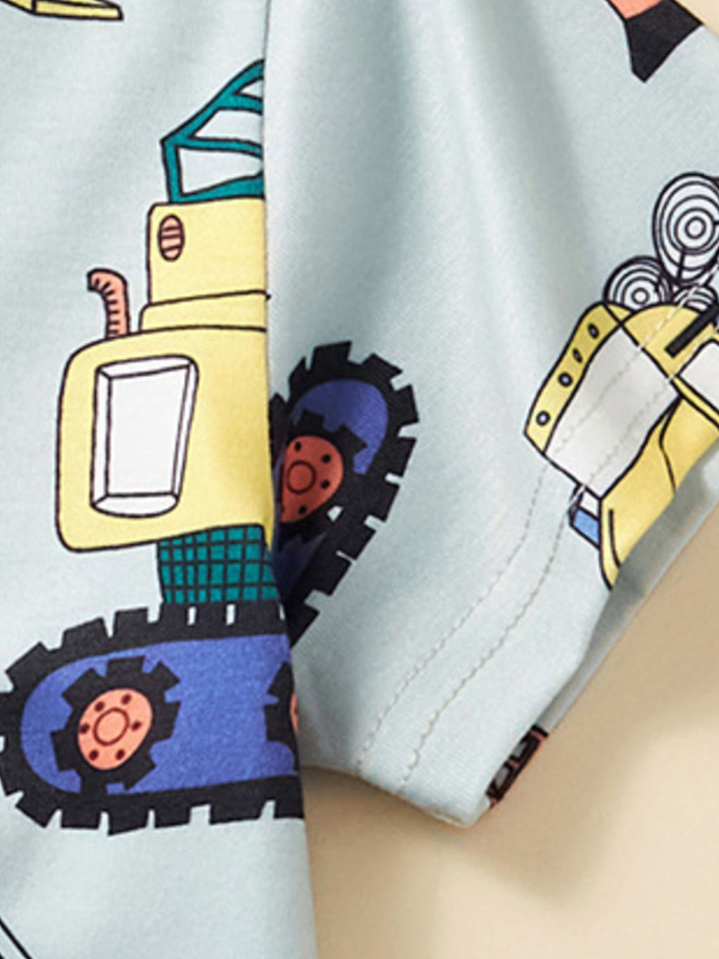 Children's Construction Vehicle Print Crew Neck Short Sleeve T-Shirt