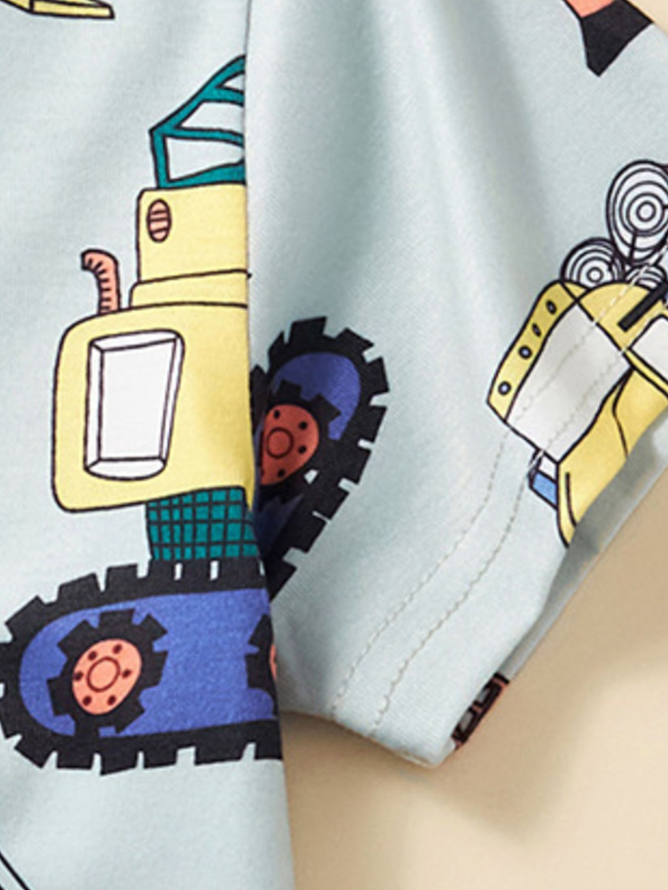 Children's Construction Vehicle Print Crew Neck Short Sleeve T-Shirt