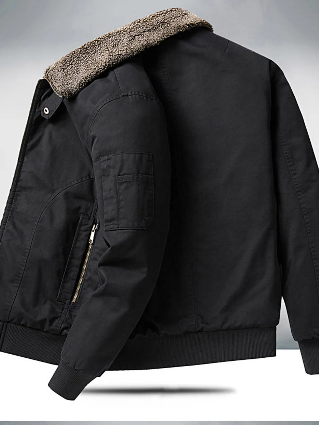 Men's Plus Size Sherpa Lined Zip Up Jacket