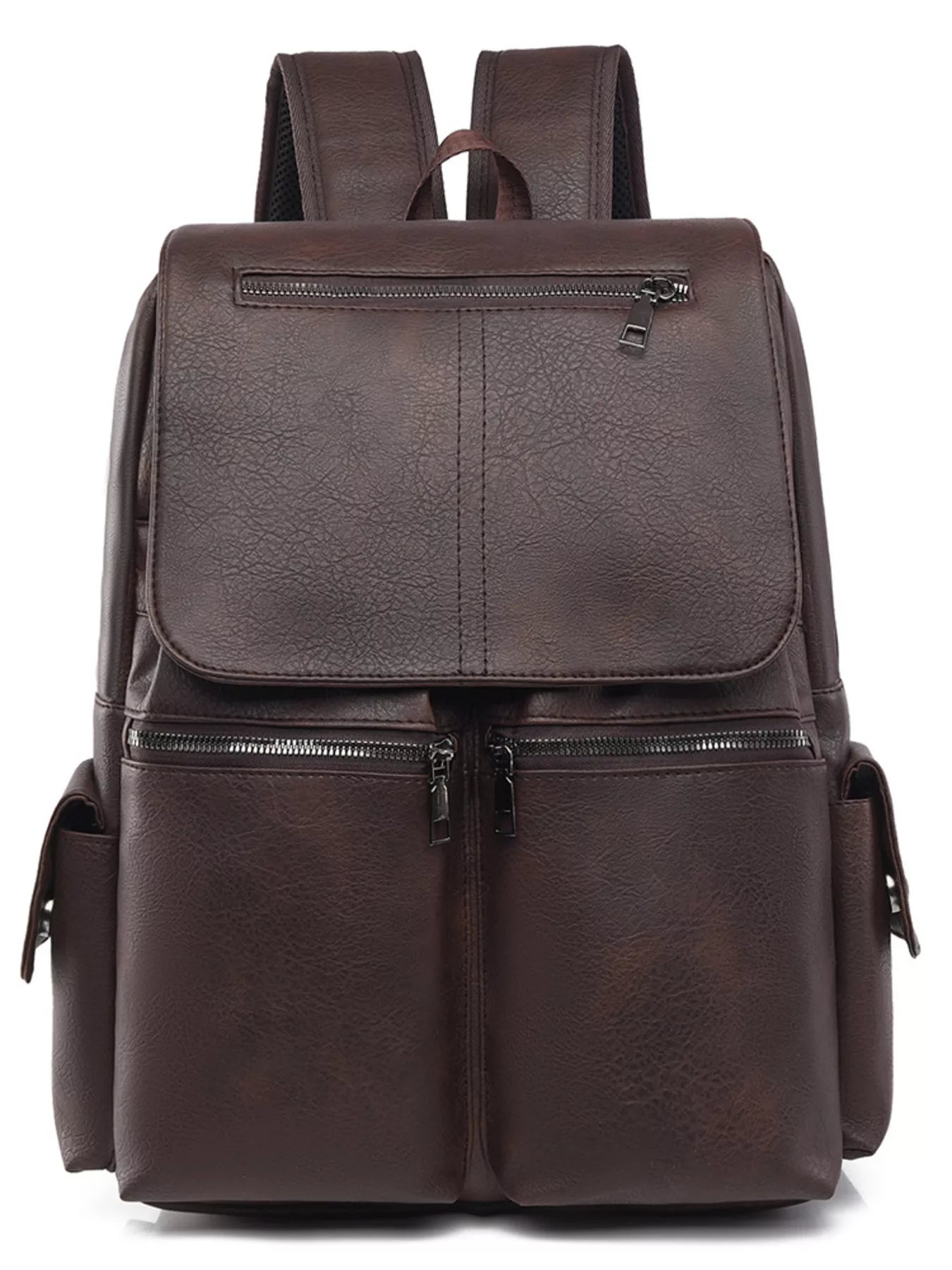 Leather Flapover Backpack Bag