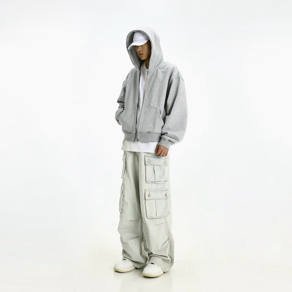 Fashionable Hooded Cardigan Layered Sweatshirt Mens Trendy Hoodie