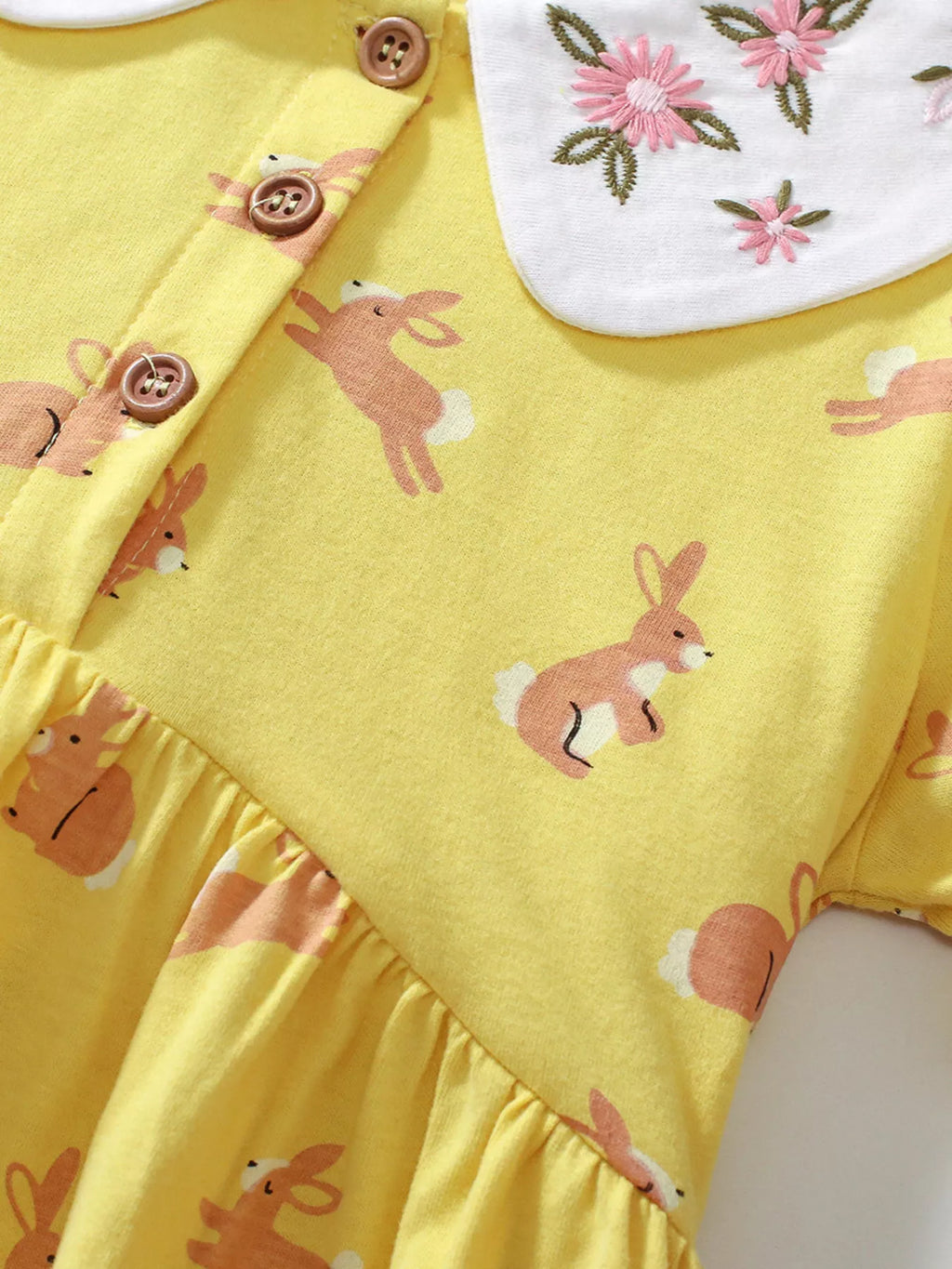 Children's Bunny Print Peter Pan Collar Dress