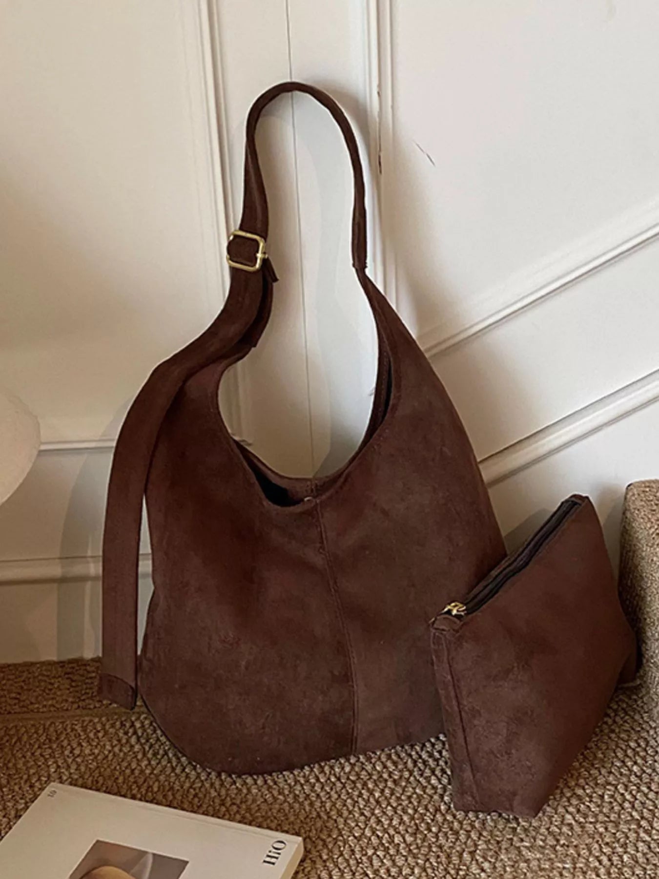 Suede Hobo Shoulder Bag