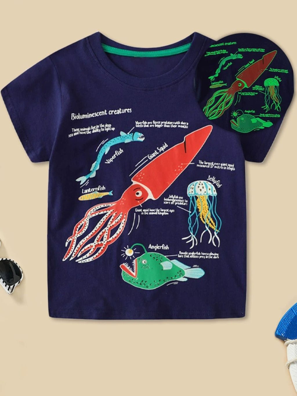 Children's Glow-in-the-Dark Bioluminescent Graphic T-Shirt