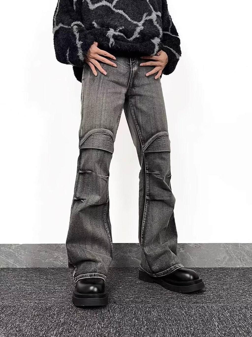 Men's Full Size Washed Flare Jeans Plus Size