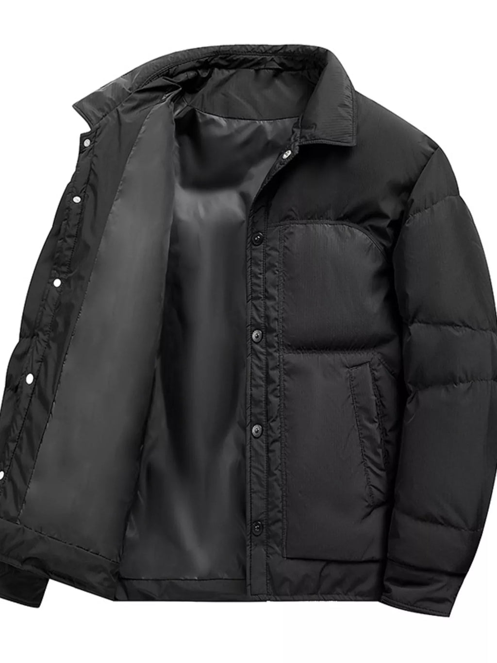 Men's Plus Size Snap Down Puffer Jacket